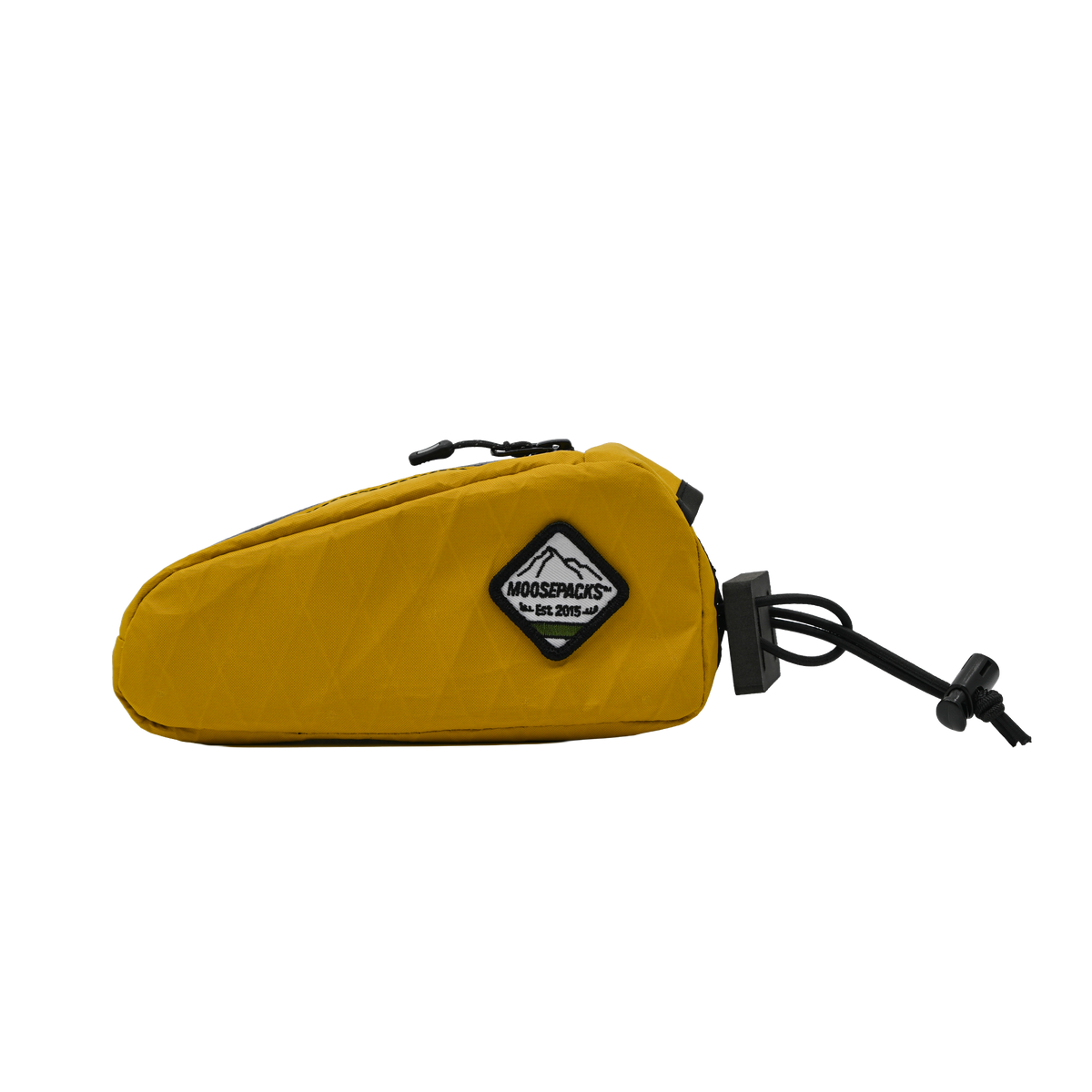SunnySide bright yellow MoosePacks direct-mount top tube snack bag engineered with sustainable X-Pac recycled material. 