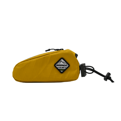 SunnySide bright yellow MoosePacks direct-mount top tube snack bag engineered with sustainable X-Pac recycled material. 