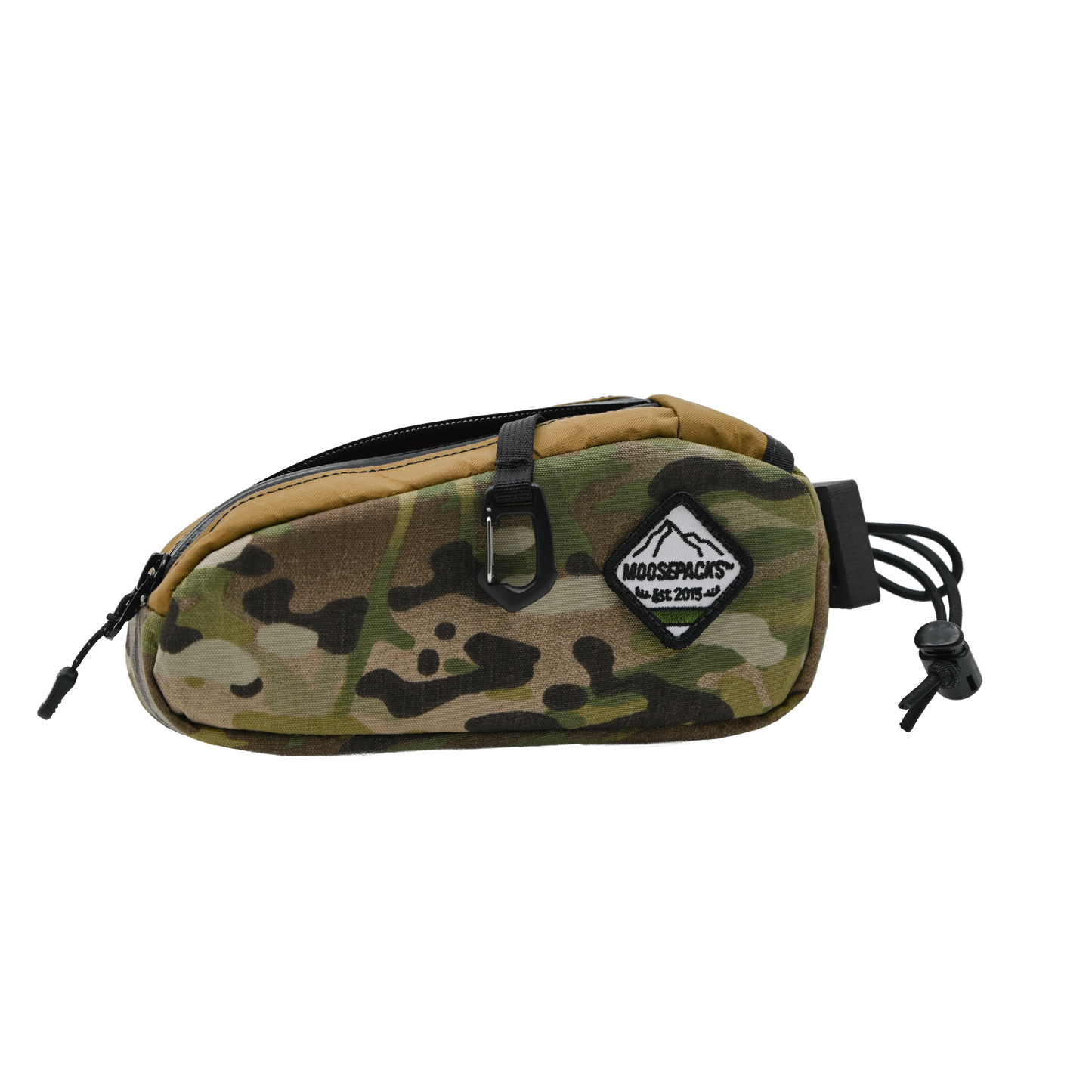 Camo Bag, Key ring clip, Side view. 